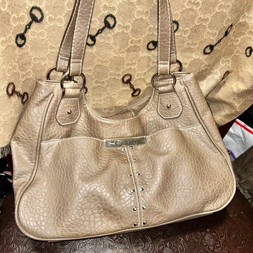 Rosetti Tan Shoulder Bag with Stud Accents